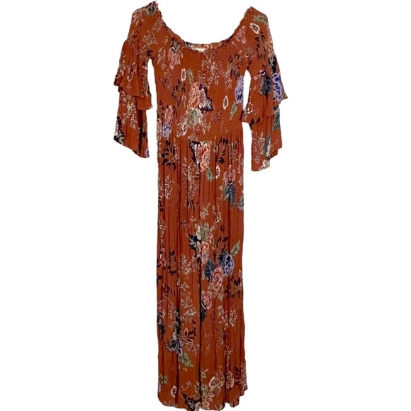 Altar’d State Merida Floral Smocked Off The Shoulder Maxi Dress Small #KA18432 - Picture 2 of 12